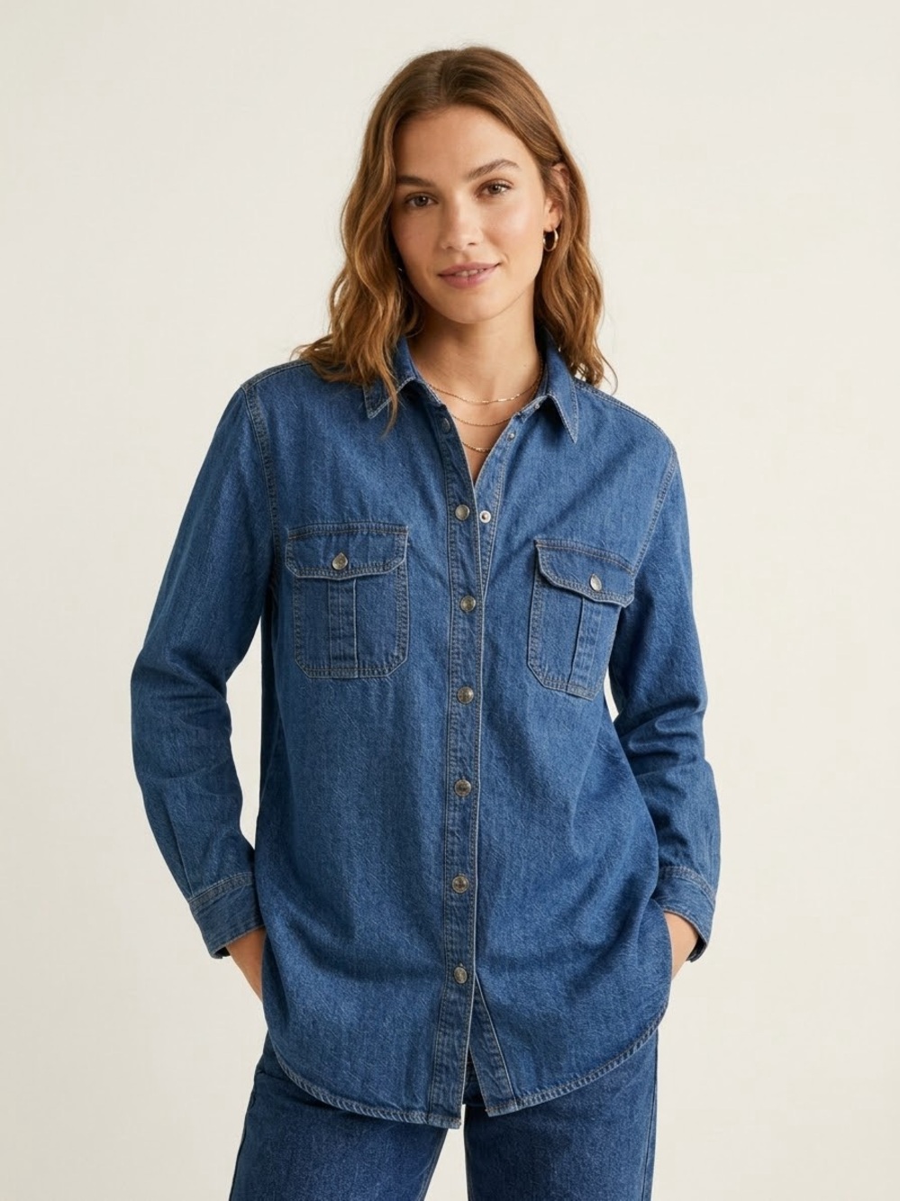 Women’s Denim Button-Front Shirt